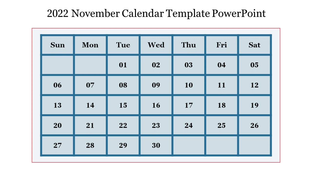 2022 November Calendar Template PowerPoint